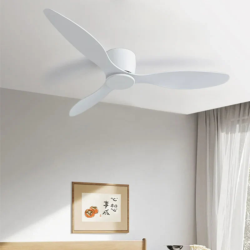 42-52 Zoll Deckenventilatoren mit DC-Motor — Fernbedienung Niedrigboden Kühlventilatoren, ohne Licht, weiße Holz- & schwarze Optionen | Karnz