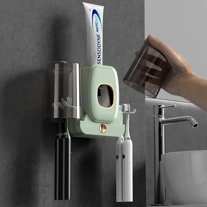 Karnz | UV Zahnbürstenhalter PureBrush UV | Sterilisation mit UV-Licht | Automatischer Zahnpastaspender | Wandmontage ohne Bohren