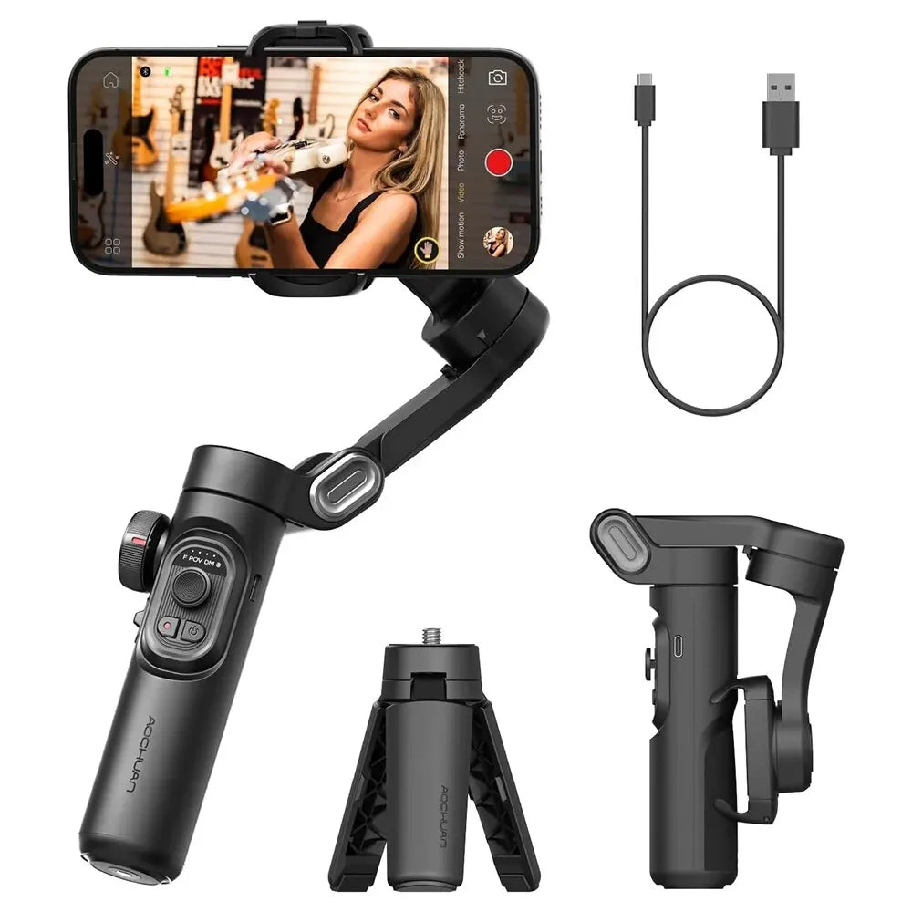3-Achsen-Smartphone-Gimbal-Stabilisator mit KI-Tracking und Gesichtserkennung – Alvion