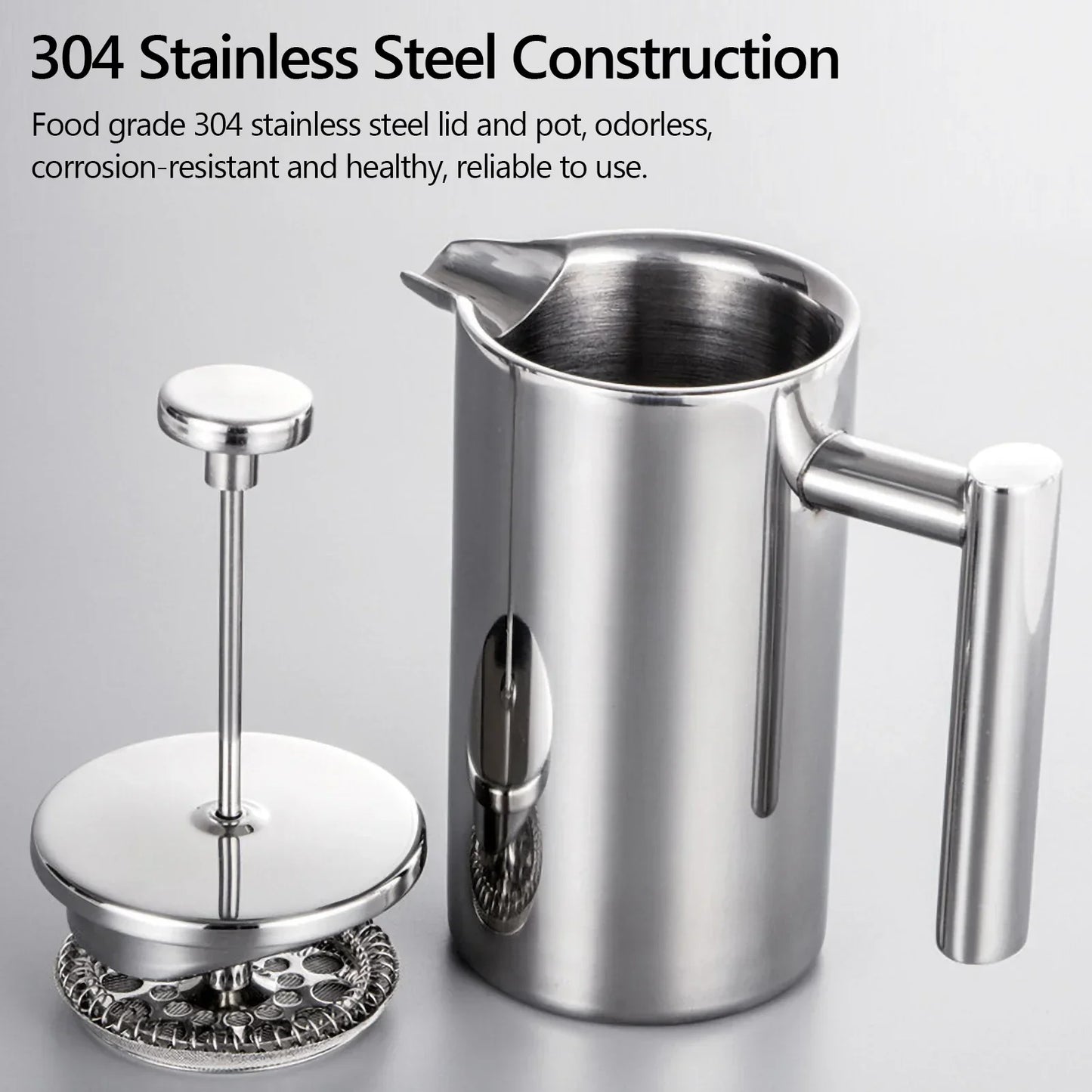 French-Press-Kaffeebereiter aus Edelstahl
