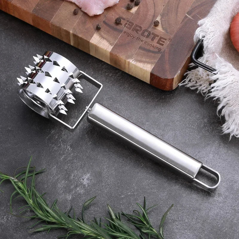 Karnz | SteelTender Fleischklopfer | Edelstahl Fleischzartmacher mit Schlagkopf | Für Steak, Schnitzel & Schweinefleisch | 18 cm
