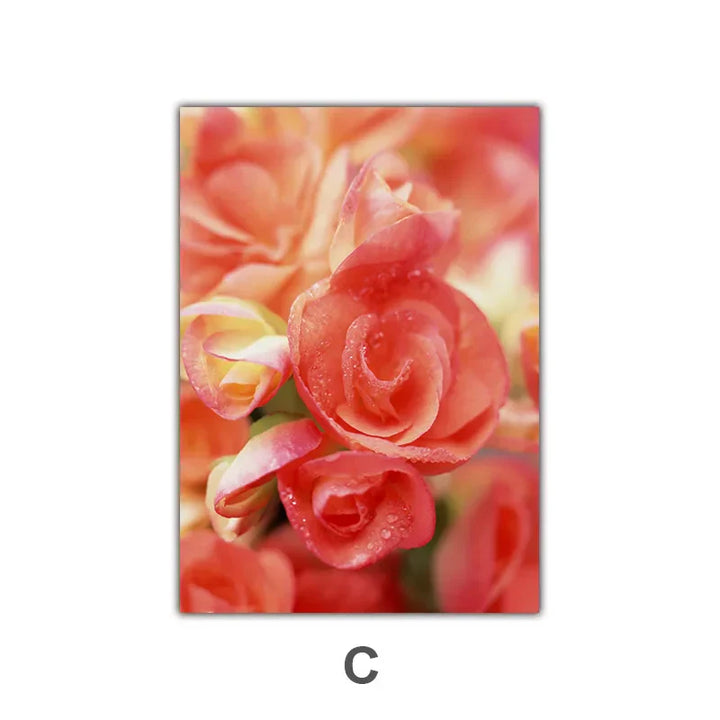 Rosa rote Rosen florale Wandkunst Feine Kunst Leinwanddrucke Moderne botanische Poster Bilder für Wohnzimmer, Schlafzimmer Kunst Dekor | Karnz