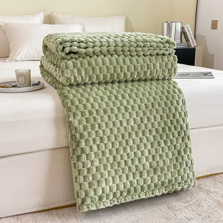 Karnz | Gemusterte weiche Samtdecke warme gemütliche Decke für Sofa und Bett