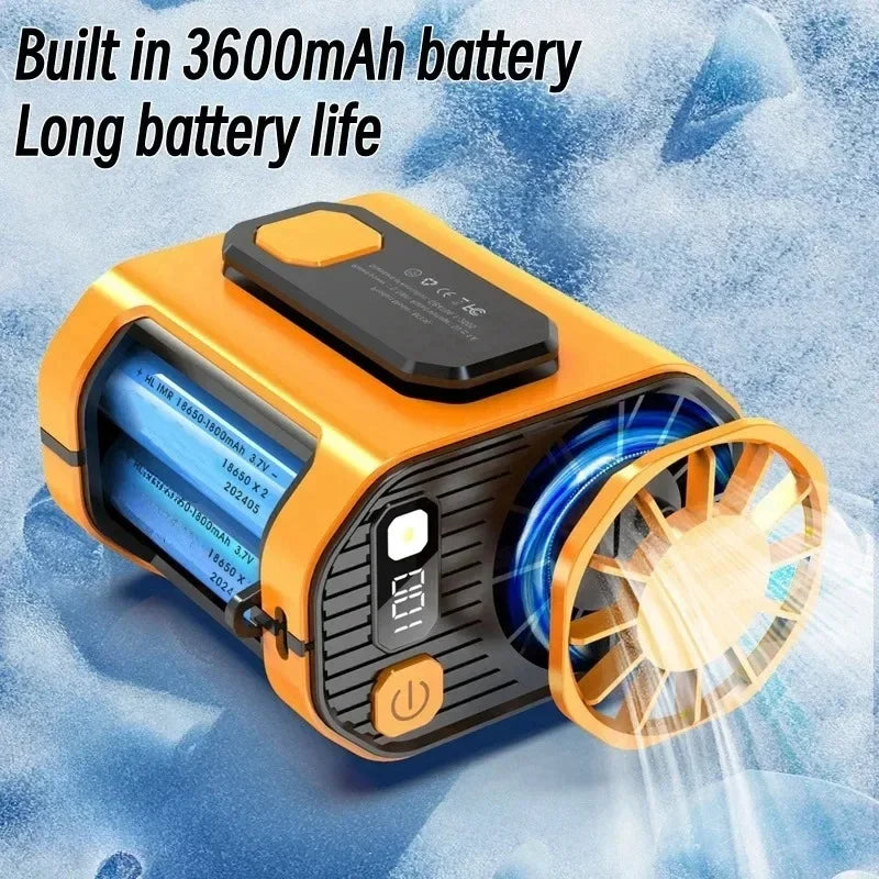 20000mAh Tragbarer Taillenventilator - Starker Wind Hängender Nackenventilator mit Powerbank und LED-Beleuchtung für Outdoor-Sport und Arbeit | Karnz