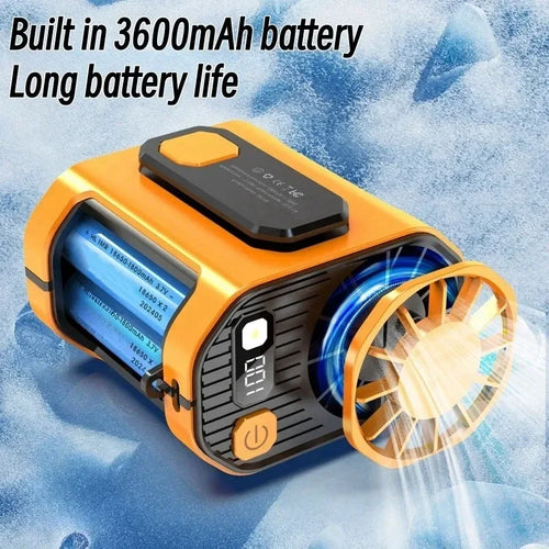 20000mAh Tragbarer Taillenventilator - Starker Wind Hängender Nackenventilator mit Powerbank und LED-Beleuchtung für Outdoor-Sport und Arbeit | Karnz