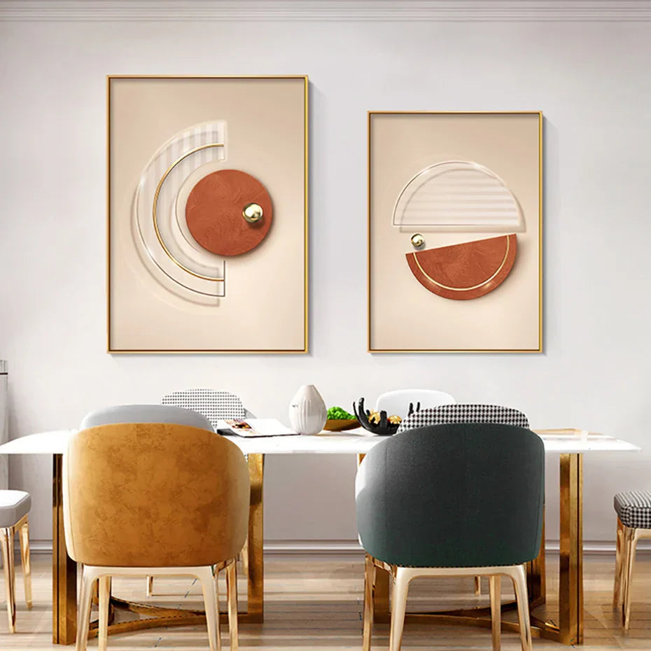 Harmonische abstrakte Geometrie moderne Ästhetik Wandkunst feine Kunst Leinwanddrucke Poster Bilder für zeitgenössisches Apartment Wohnzimmer | Karnz