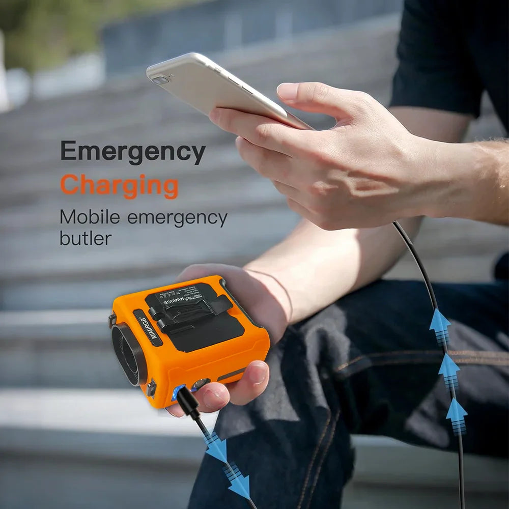 10000mAh Taillenklem Ventilator mit Power Bank – Tragbarer Freisprech-Akku Ventilator | 5-Geschwindigkeits-Kühlung, Batteriestatusanzeige, USB-Ladung, Tragbarer Ventilator für den Außenbereich | Karnz