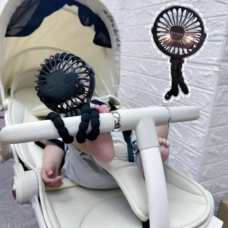Wiederaufladbarer Babywagenventilator: Handheld USB bladeless Mini Ventilator - Leises Kühlen für den Außenbereich, Nacken- und Tischventilator | Karnz