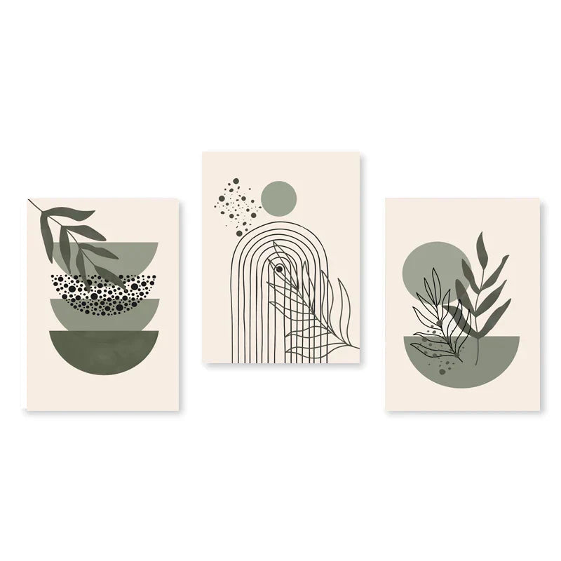 Set aus 3 Stück Modern Abstrakt Bohemian Minimalistisch Geometrisch Wandkunst Fein Kunst Leinwand Drucke Poster Bilder Für Wohnzimmer Dekor | Karnz