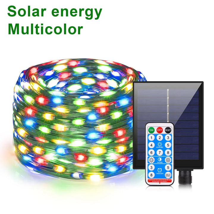 Karnz | Solar Lichterkette 100M LumiSol ProLine | 8 Modi | IP65 wasserdicht | Extra helle LEDs | Fernbedienung & schnelles Laden | Für Garten, Hochzeit & Weihnachten