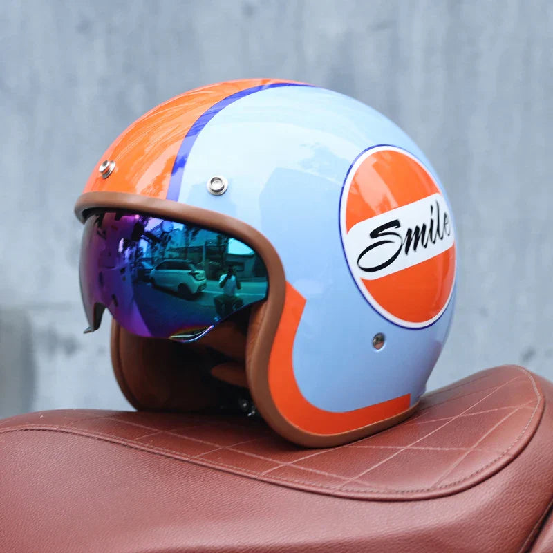 Retro-Motorradhelm 3/4-offenes Visier – Valor