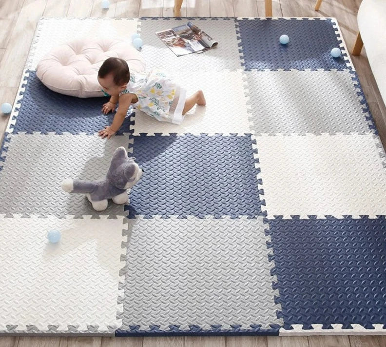 SpeelZacht Baby Spielmatte – 12-teiliges weiches Krabbelmatte für sicheres Spielen und Erkunden | Karnz