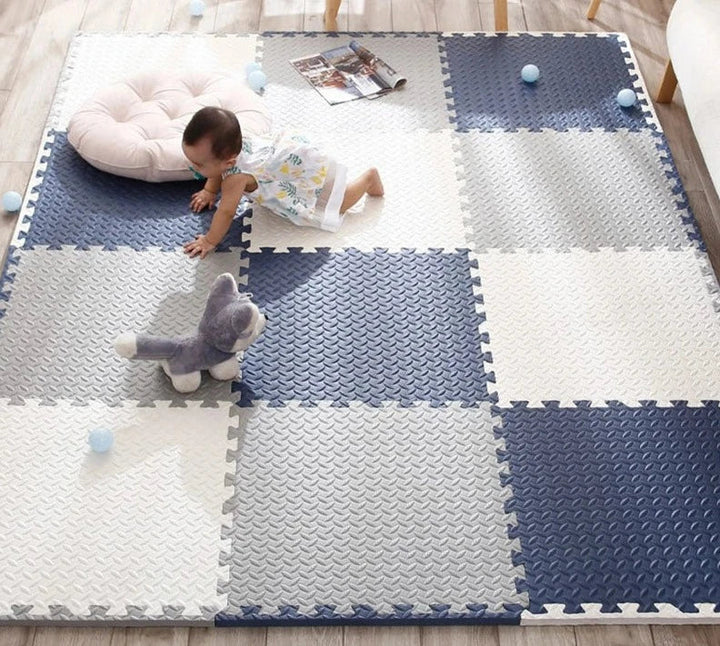 SpeelZacht Baby Spielmatte – 12-teiliges weiches Krabbelmatte für sicheres Spielen und Erkunden | Karnz