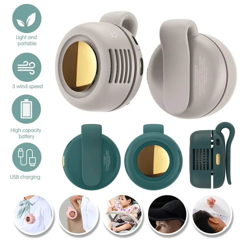 Tragbarer Mini-Handheld bladeless Ventilator – Wiederaufladbarer Clip-On Taille- oder Desktop-Ventilator für Outdoor-Belüftung | Karnz