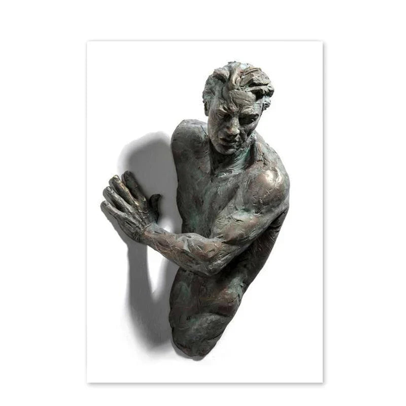 Moderne urbane abstrakte Eisenstatue Wandkunst Fine Art Leinwanddrucke 3D-Visualisierung Figurenkunst Bilder für minimalistische Wohnungswanddekoration | Karnz