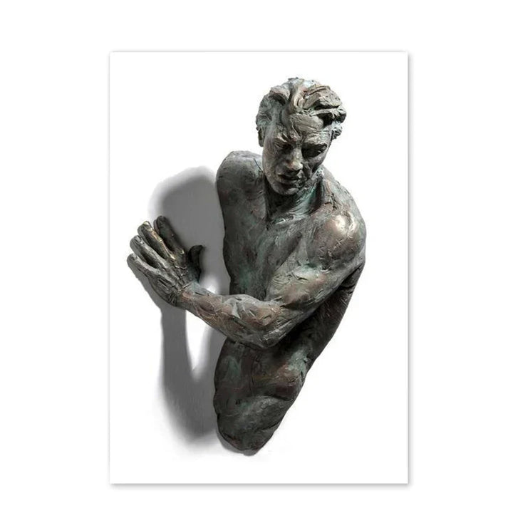Moderne urbane abstrakte Eisenstatue Wandkunst Fine Art Leinwanddrucke 3D-Visualisierung Figurenkunst Bilder für minimalistische Wohnungswanddekoration | Karnz