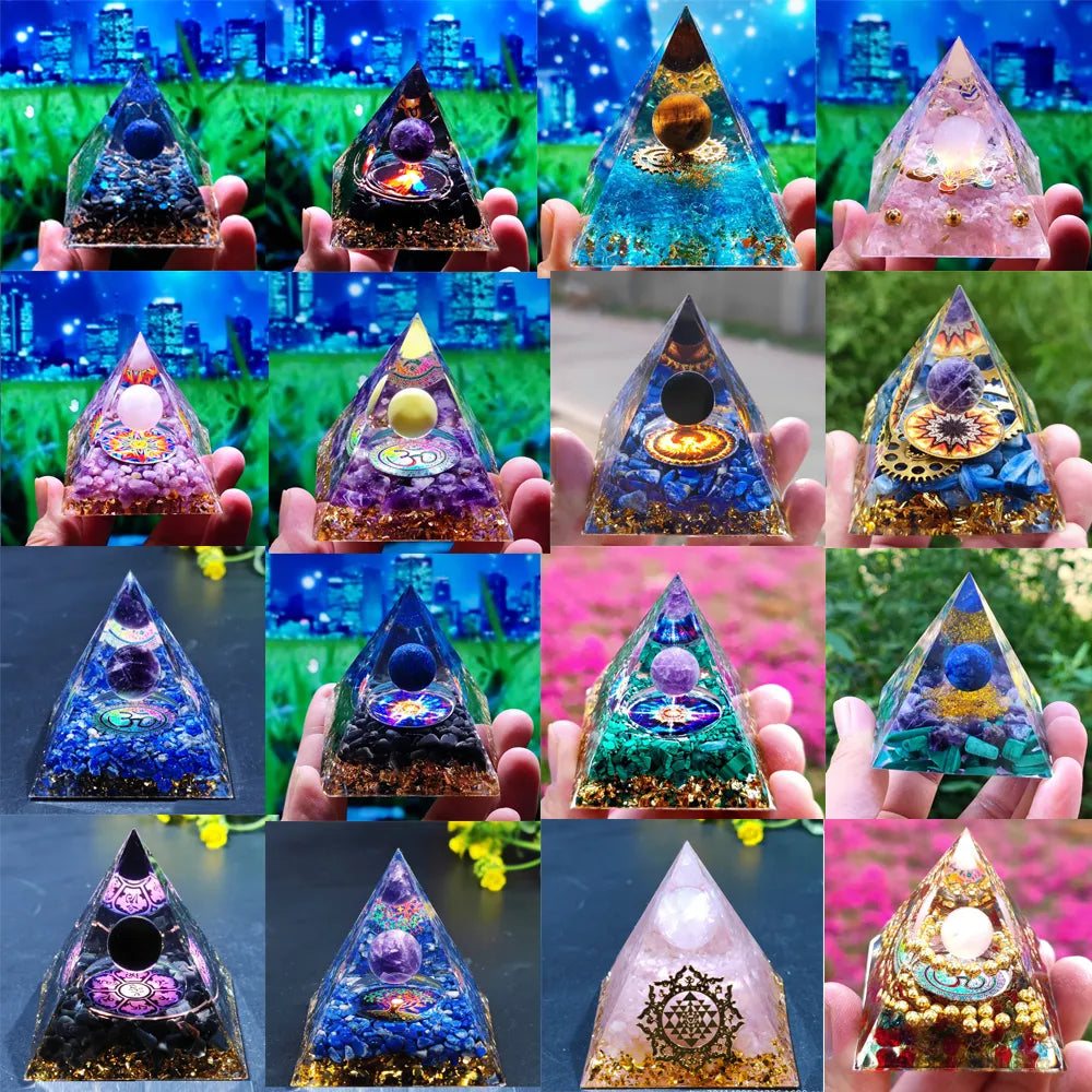 Orgonite-Pyramide mit Amethyst Pendel – Energie, Schutz und Dekoration | Karnz
