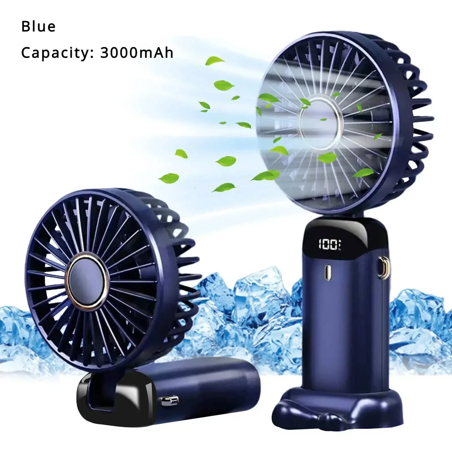 5000mAh Handheld Mini Ventilator – Kabelloser USB wiederaufladbarer tragbarer Ventilator mit digitaler Anzeige, Telefonhalter, 5-Geschwindigkeits faltbarer Nacken-Hängevantilator | Karnz