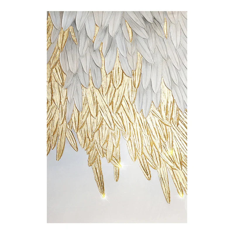 Modern abstraktes goldenes Federdesign Wandkunst Feine Kunst Leinwanddrucke Bild für Luxus-Wohnzimmer Schlafzimmer Eingangsbereich Foyer Kunst Dekor | Karnz