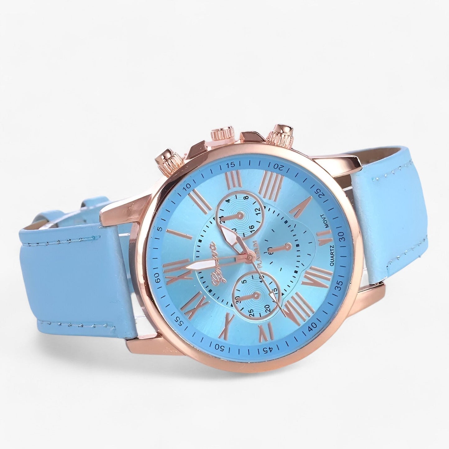 Camille Damenuhr mit wasserdichtem Lederarmband, 42 mm