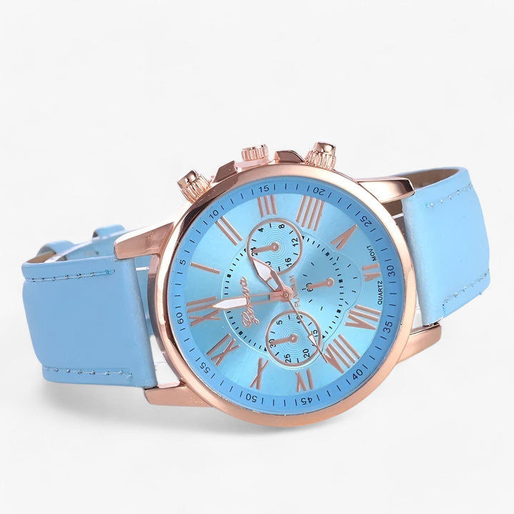 Camille Damenuhr mit wasserdichtem Lederarmband, 42 mm