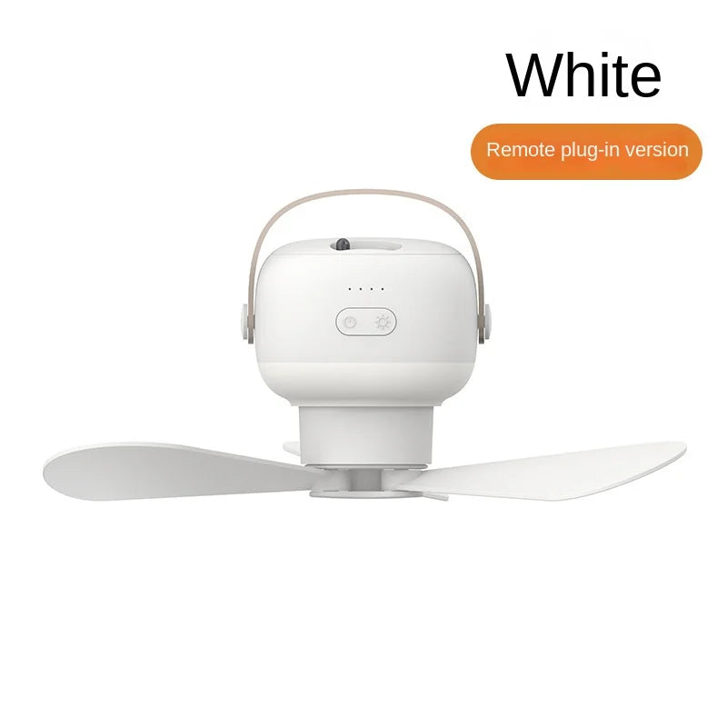 Tragbarer kabelloser Mini-Deckenventilator – USB-Ventilator mit Fernbedienung, Ständer, Nachtlicht für Zuhause, im Freien & Camping | Karnz