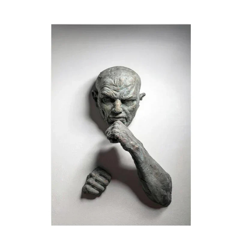 Moderne urbane abstrakte Eisenstatue Wandkunst Fine Art Leinwanddrucke 3D-Visualisierung Figurenkunst Bilder für minimalistische Wohnungswanddekoration | Karnz