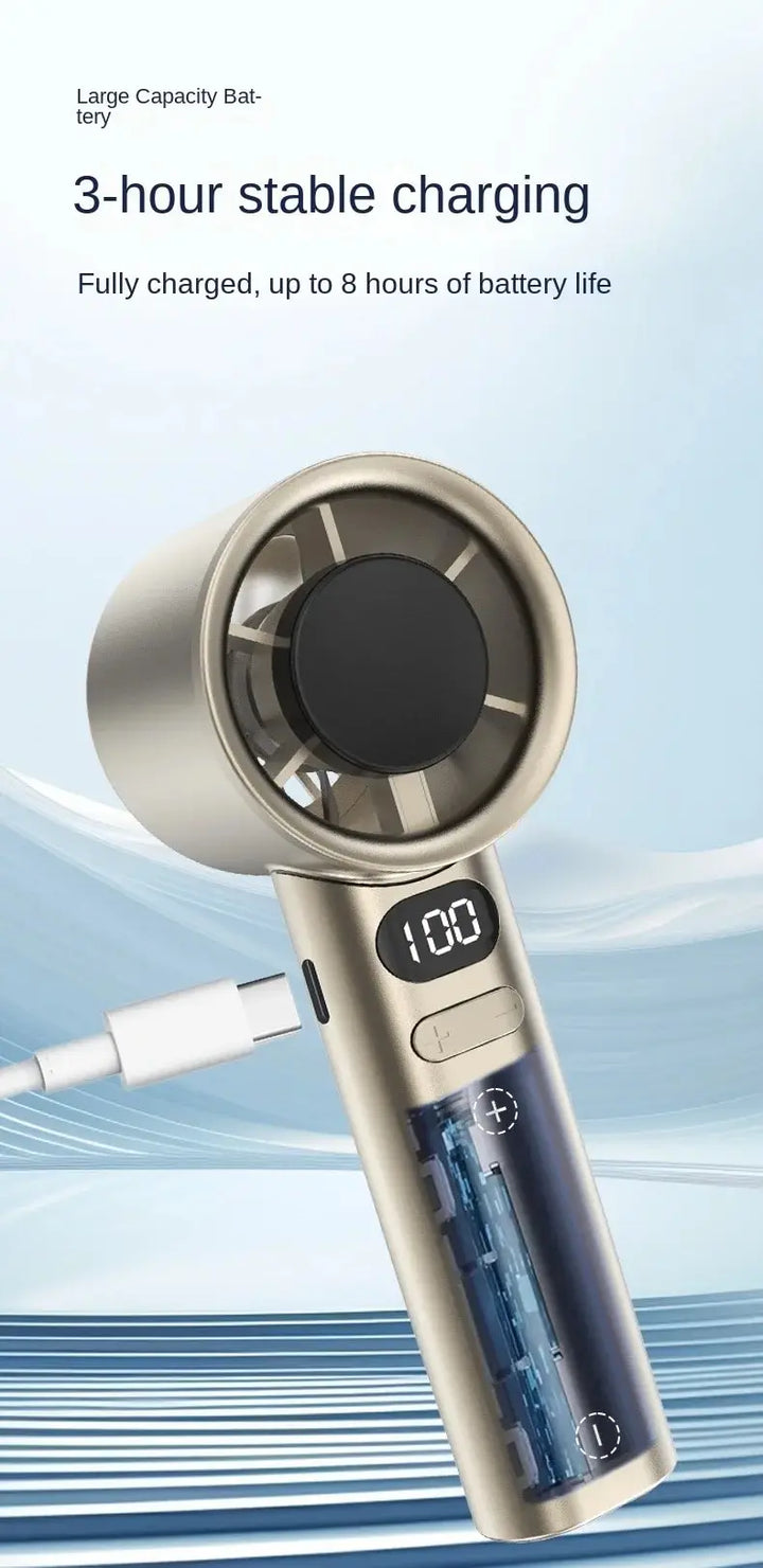 Tragbarer Mini bladeless Handventilator – USB wiederaufladbarer tragbarer persönlicher Ventilator mit 120-Geschwindigkeit Hochgeschwindigkeitsluftstrom, elektrischer Kühventilator | Karnz