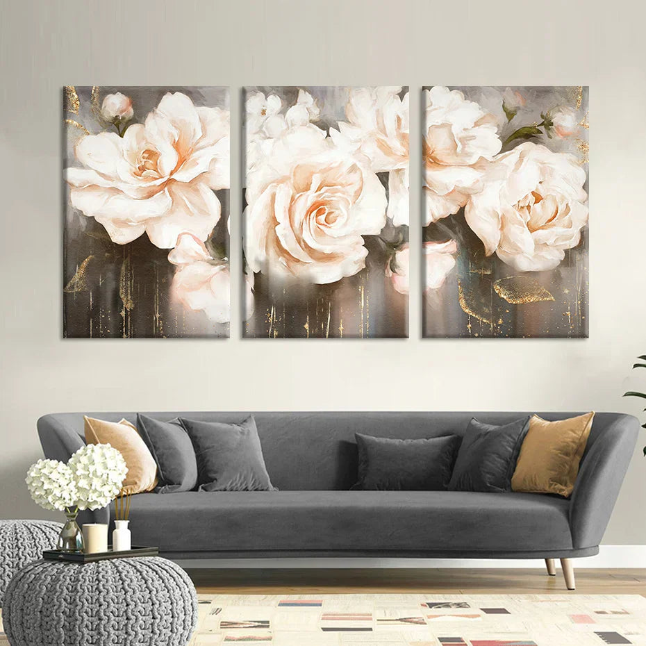 Rosa Beige Blüten Große Florale Wandkunst Feine Kunst Leinwanddrucke Elegante Abstrakte Botanische Bilder Für Wohnzimmer Schlafzimmer Kunst Dekor | Karnz