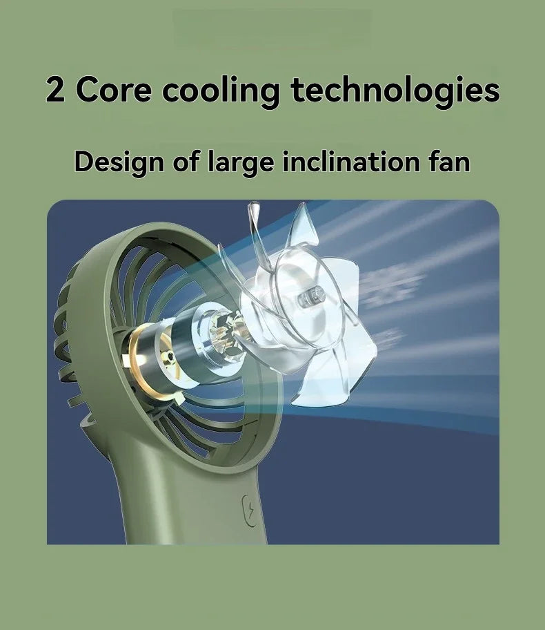 Neuer faltbarer USB wiederaufladbarer Mini-Ventilator | Handventilator für den Schreibtisch mit Cartoon-Design & Haken für Outdoor-, Heim- & Bürogebrauch | Karnz