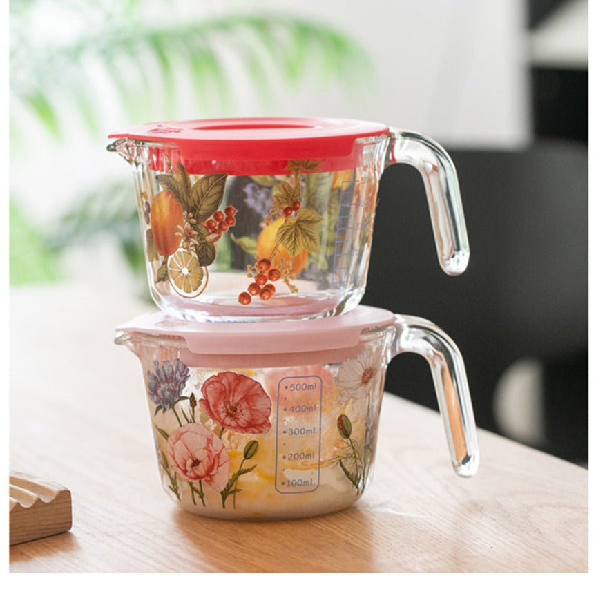 Retro Flowers Messbecher mit Deckel