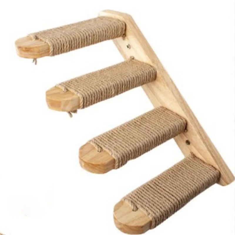 Katzenkletterleiter zur Wandmontage aus Holz mit Sisal Karnz