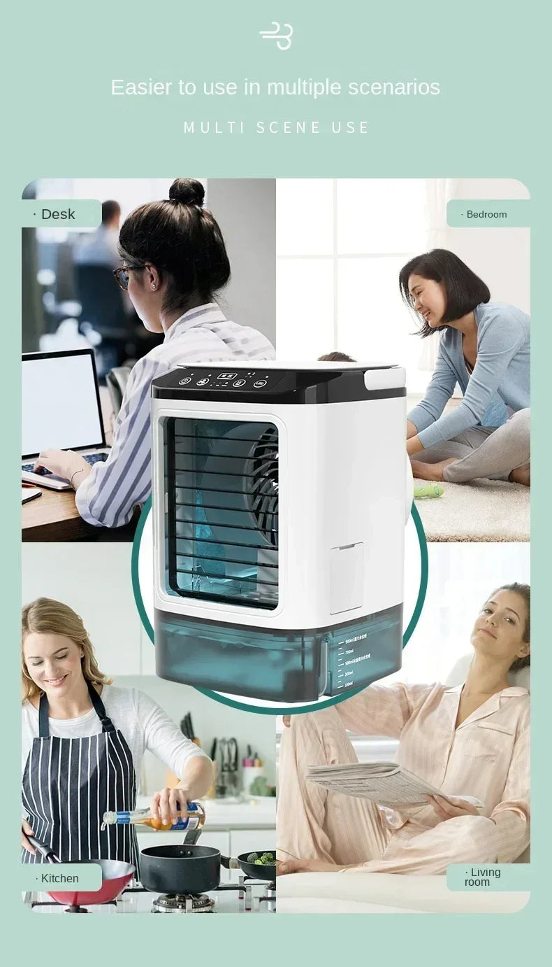 Tragbarer Desktop-Luftkonditionierer – Dual Spray Ultraschall-Luftbefeuchter, 3-Gang leiser Luftkühler mit Nachtlicht für Zuhause | Karnz