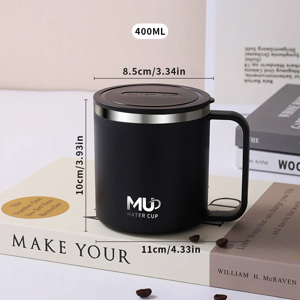 Isolierte Edelstahl Kaffeetasse mit Deckel | Karnz