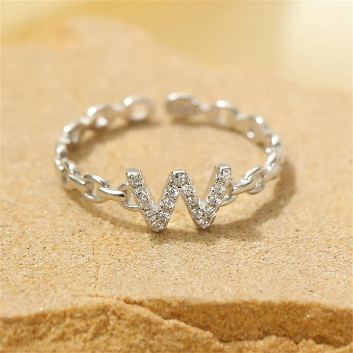 Karnz | Zierlicher Diamant Buchstaben Initialring