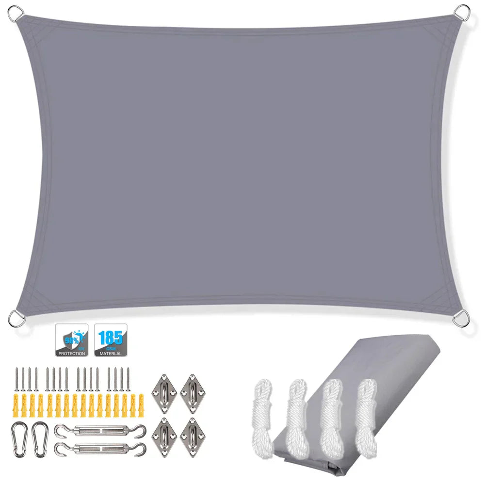 Wasserdichtes rechteckiges Sonnensegel mit UV-Schutz und Montagesatz – ShadeGuard