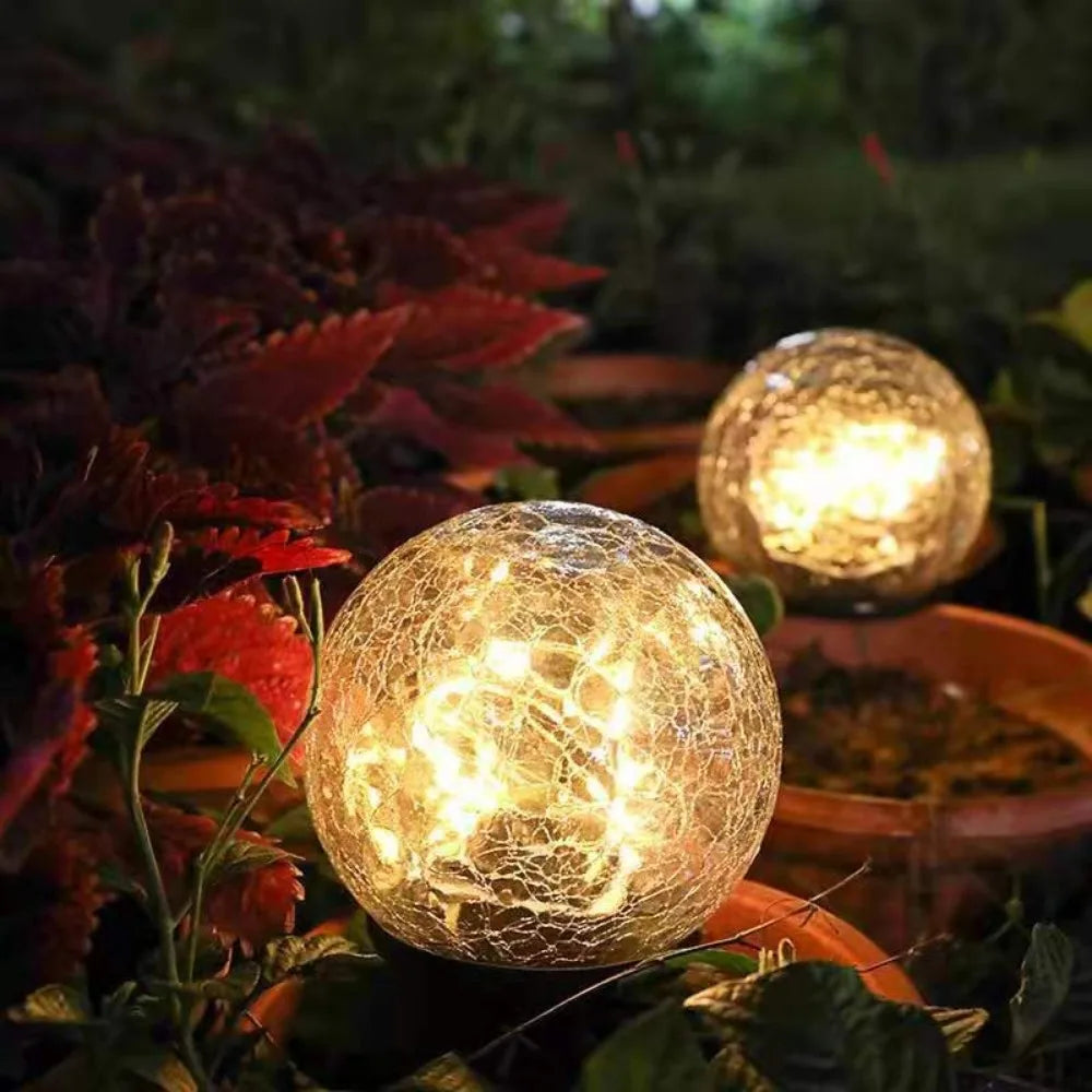 LED Gartenleuchten in Crackle-Glas Optik – Solar Kugellampen für Außenbereich und Dekoration | Karnz