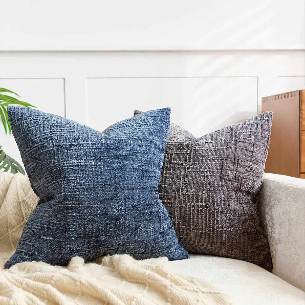 Chenille-Sofakussenhoes - Zachte, effen afwerking | Elegante Dekoration für Wohn- und Schlafzimmer