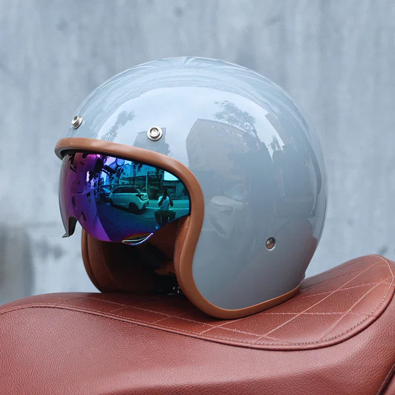 Retro-Motorradhelm 3/4-offenes Visier – Valor