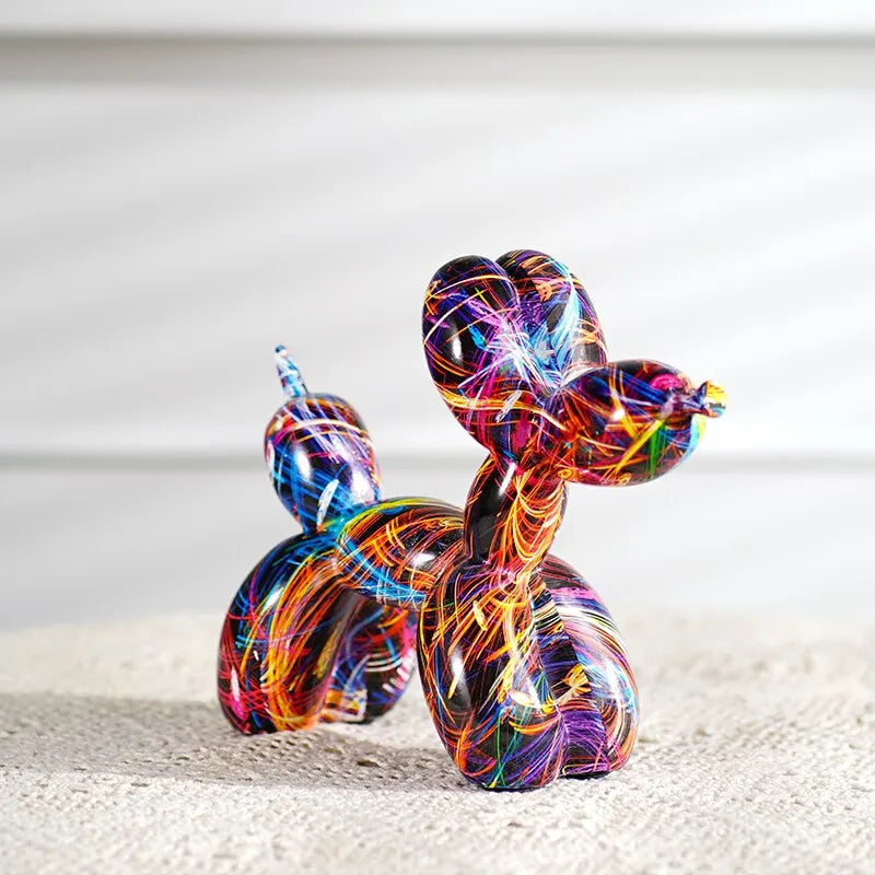 Bunte Ballonhund Figuren Künstlerische Graffiti Statuen für das Wohnzimmer Couchtisch Süße Trendige Ornamente für die Schreibtischdekoration | Karnz