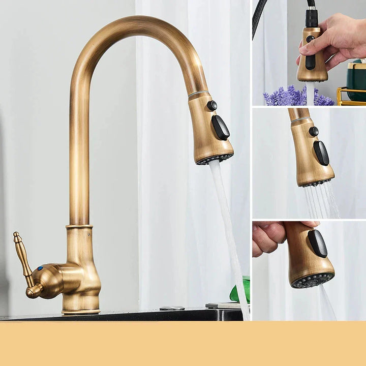 Karnz | VintageTap Wasserhahn - Antike Messing Küchenmischerhahn