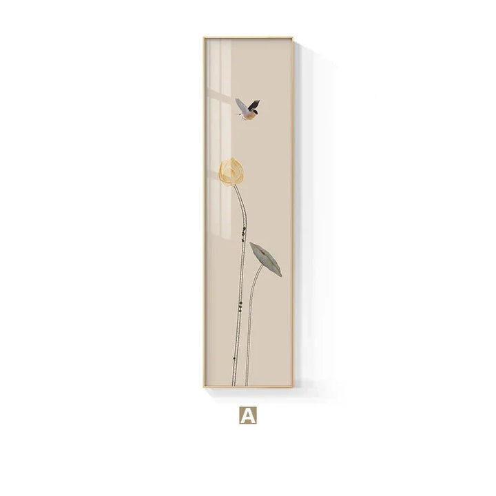 Minimalistische Blumen Vögel & Schmetterling Wandkunst Feine Kunst Leinwanddrucke Hohe Vertikale Format Bilder Für Foyer Lobby Empfangsraum Kunst Dekor | Karnz