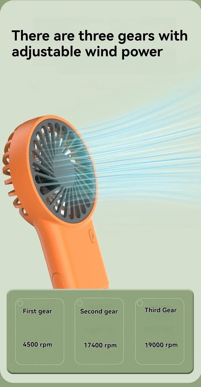 Neuer faltbarer USB wiederaufladbarer Mini-Ventilator | Handventilator für den Schreibtisch mit Cartoon-Design & Haken für Outdoor-, Heim- & Bürogebrauch | Karnz