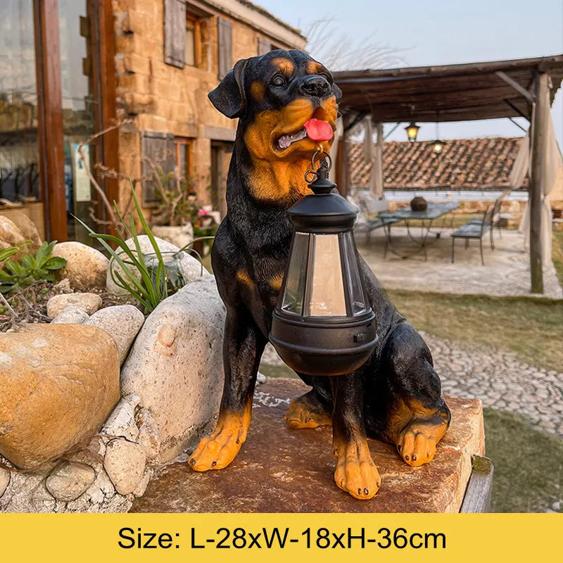 Solarbetriebene Outdoor-Harz-Hundestatue Lampe | Karnz