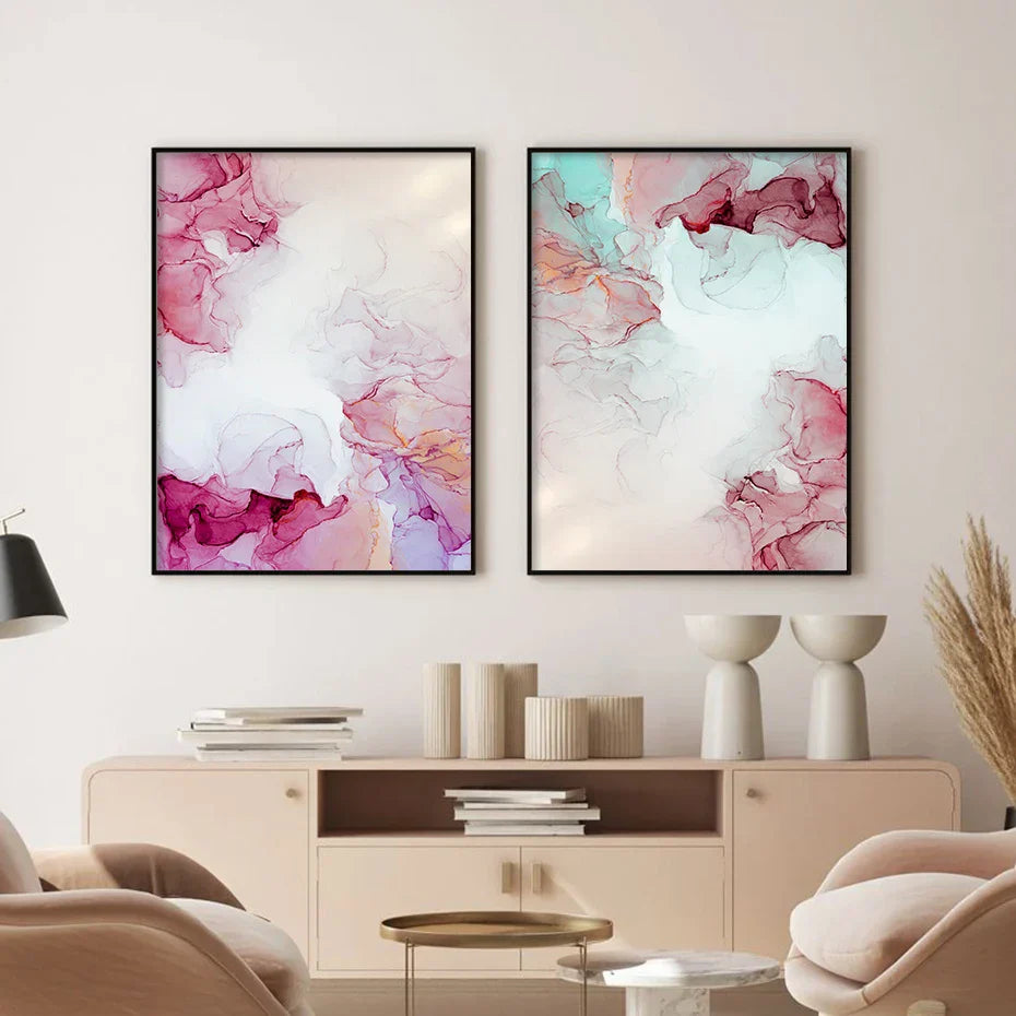 Abstrakte Minimalistische Pinke Tinten Marmor Druck Wandkunst Fein Kunst Leinwand Drucke Bilder Für Wohnzimmer Schlafzimmer Hotelzimmer Kunst Dekor | Karnz