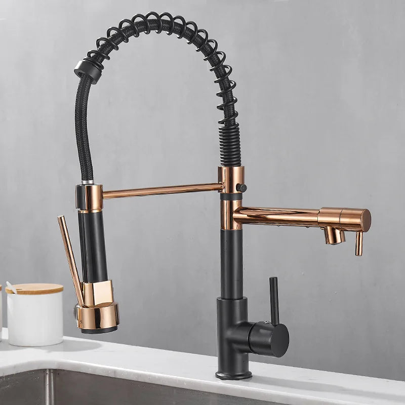 Karnz | DualFlow Küchenarmatur - Luxuriöse Doppel-Bronze-Küchenarmatur