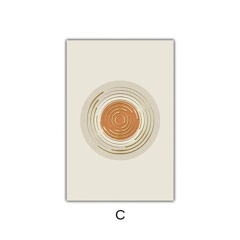 Abstrakte Geometrische Taupe Terrakotta Landschaft Sonne Mond Wandkunst Fein Kunst Leinwanddrucke Bilder Für Wohnzimmer Schlafzimmer Kunst Dekor | Karnz