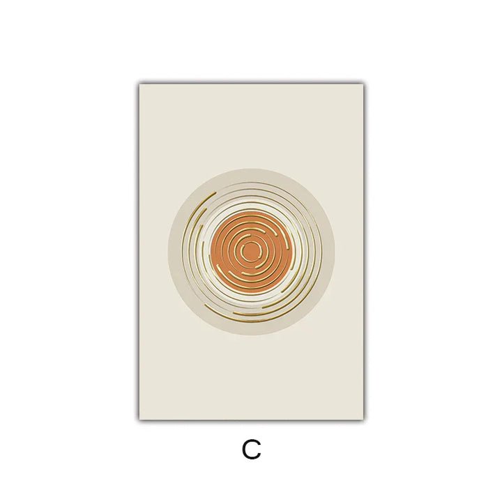 Abstrakte Geometrische Taupe Terrakotta Landschaft Sonne Mond Wandkunst Fein Kunst Leinwanddrucke Bilder Für Wohnzimmer Schlafzimmer Kunst Dekor | Karnz