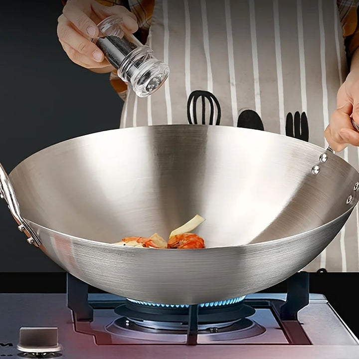 ChefMaster – Große Edelstahl-Wok mit Doppelgriffen Karnz