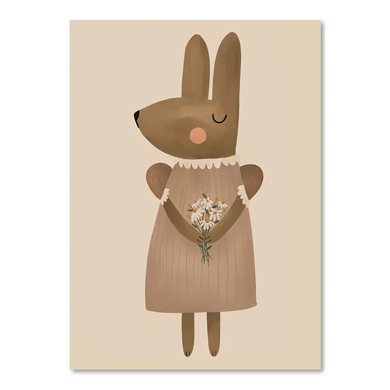 Niedliche Baby Tiere Kinderzimmer Wandkunst Illustrationen Fine Art Leinwanddrucke Gänse Maus Löwe Eisbär Poster Bilder für das Kinderzimmer Wanddekoration | Karnz